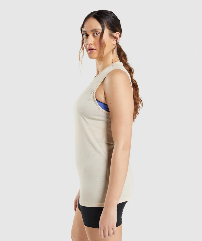 Gymshark Training Drop Arm Tank - Vanilla Brown