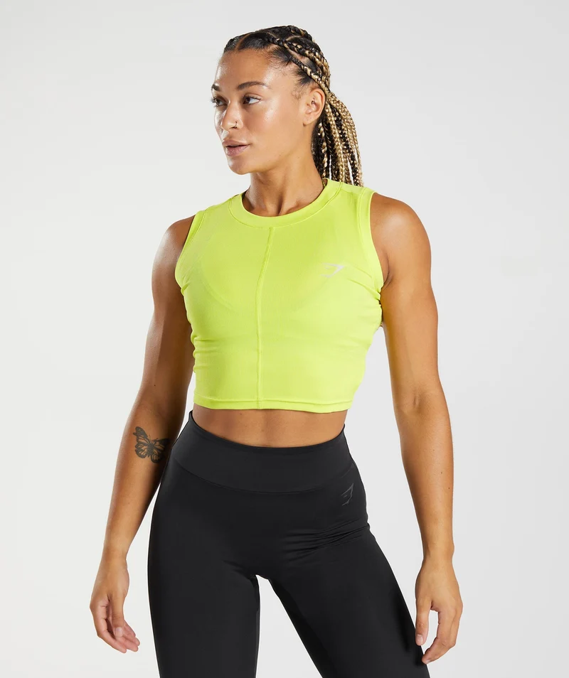 Gymshark GS Power Ribbed Midi Tank - Glitch Yellow