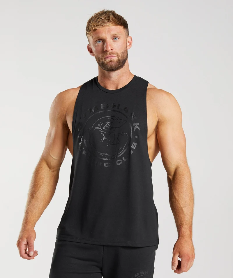 Gymshark Legacy Drop Arm Tank - Black/Black