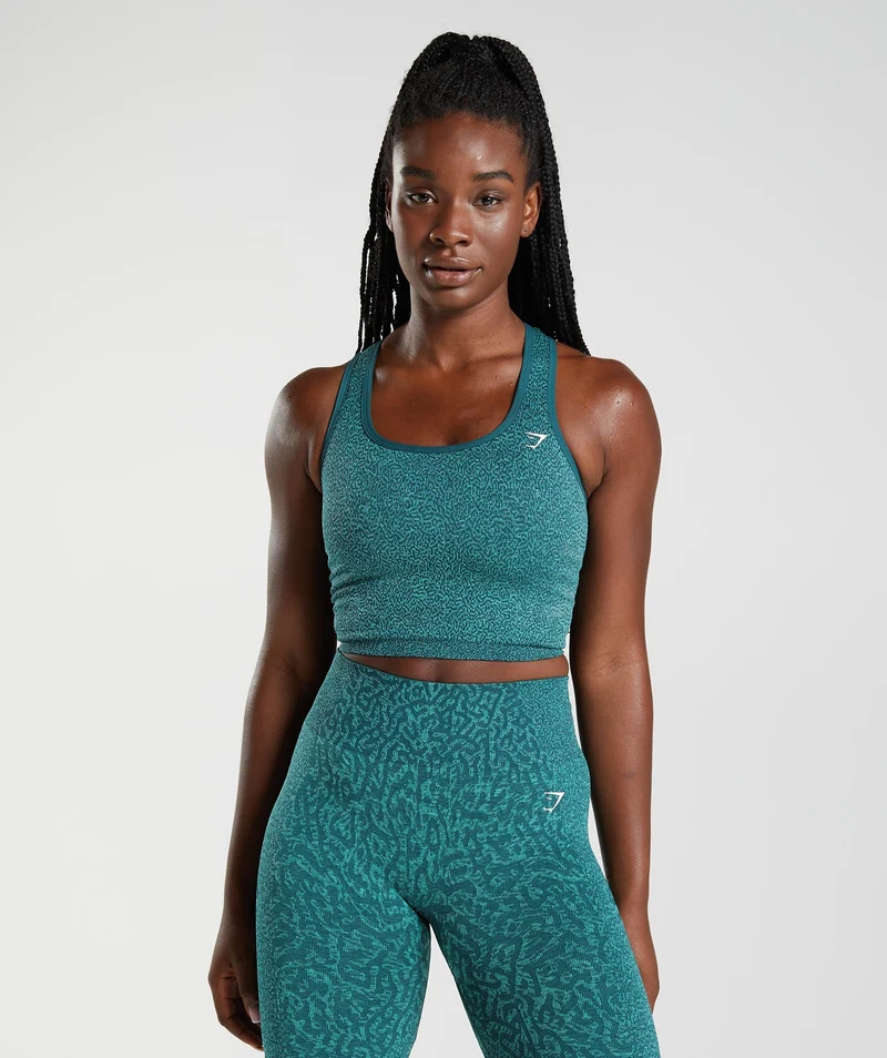 Gymshark Adapt Animal Seamless Crop Tank - Winter Teal/Bright Turquoise