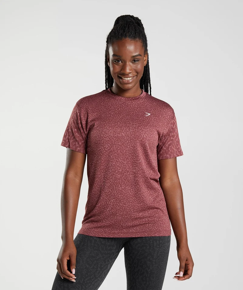 Gymshark Adapt Animal Seamless T-Shirt - Cherry Brown/Sweet Pink