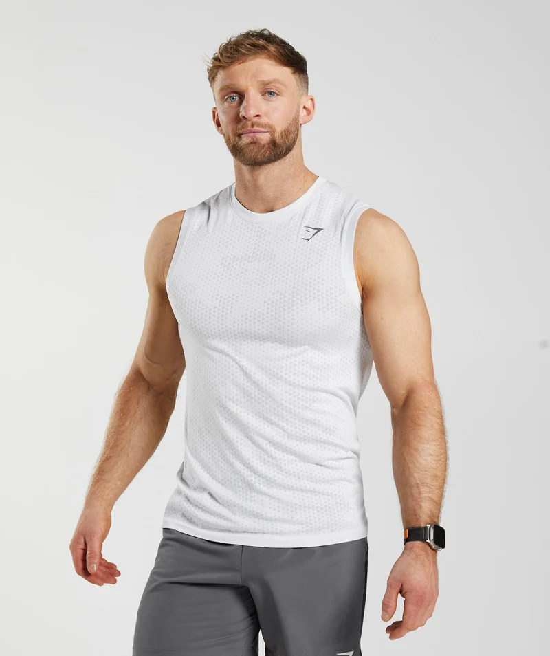 Gymshark Sport Seamless Tank - White/Smokey Grey