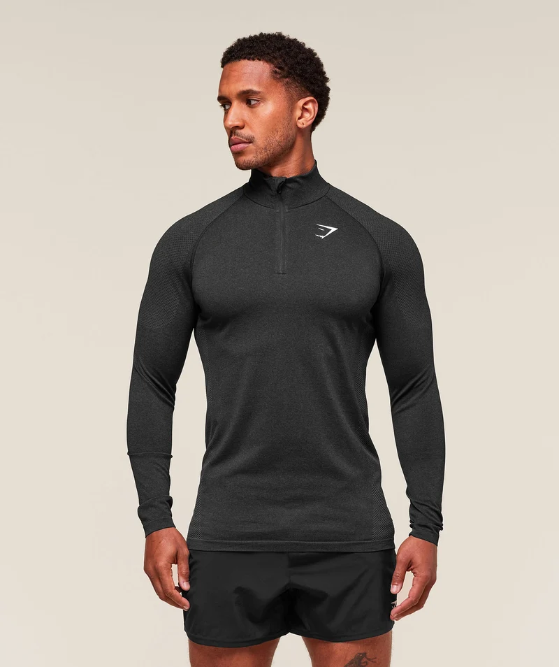 Gymshark Vital Seamless 1/4 Zip - Black/Silhouette Grey