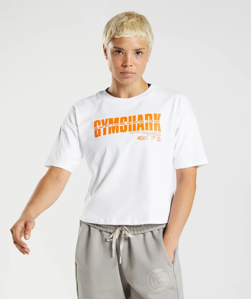 Gymshark GS 10 Year Midi Top - White