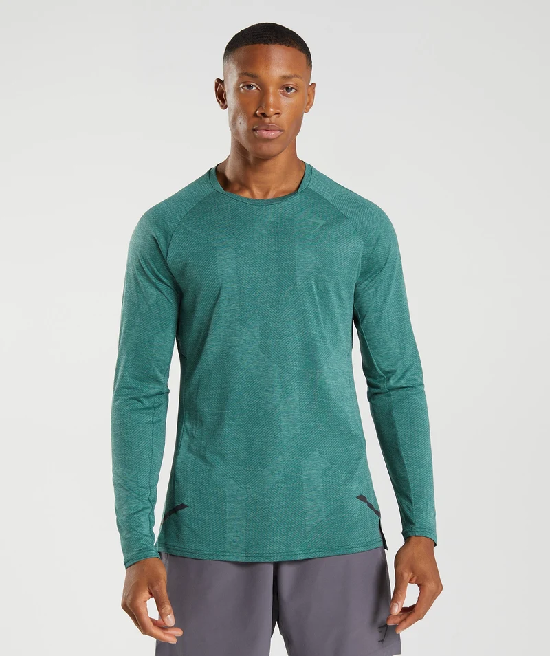 Gymshark Apex Long Sleeve T-shirt - Woodland Green/Hoya Green