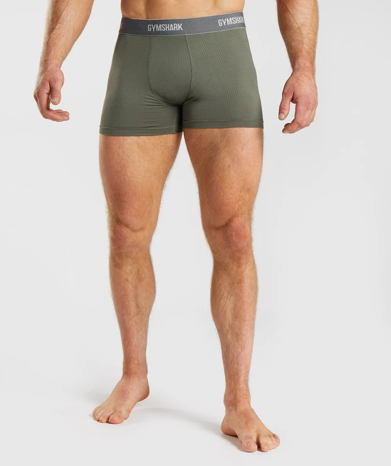Gymshark Sports Tech Boxer 2PK - Black/Core Olive