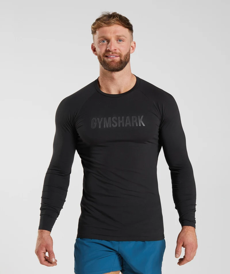 Gymshark Apollo Muscle Fit Long Sleeve T-Shirt - Black