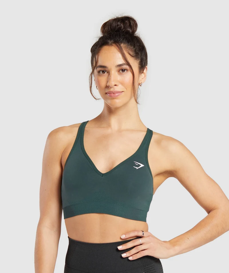 Gymshark Vital Seamless V Neck Sports Bra - Green