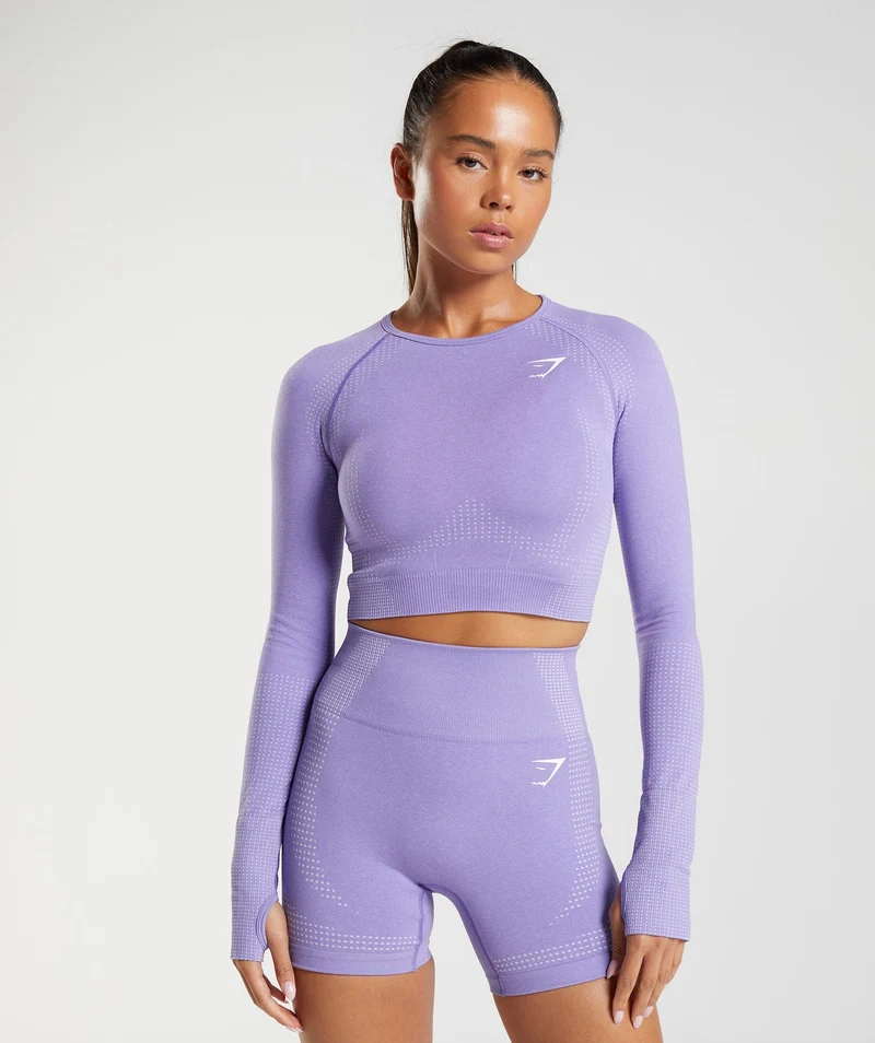 Gymshark Vital Crop Top - Digital Violet/ Marl