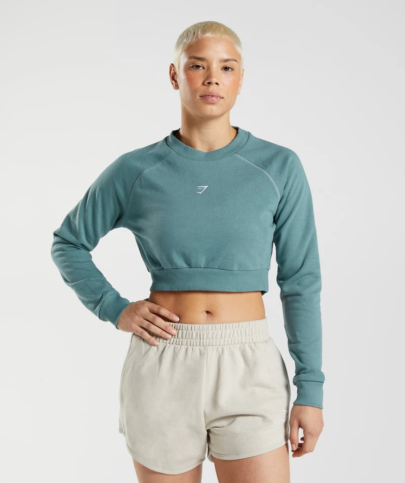 Gymshark Training Crop Sweater - Blue