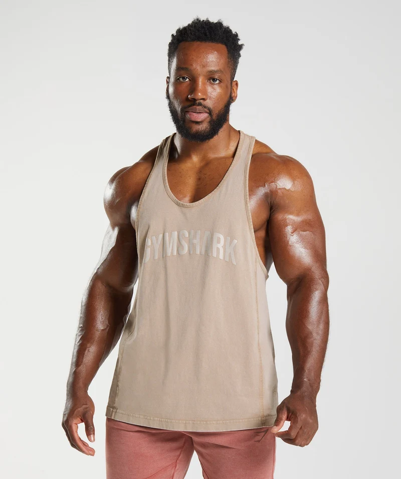 Gymshark Power Washed Stringer - Cement Brown