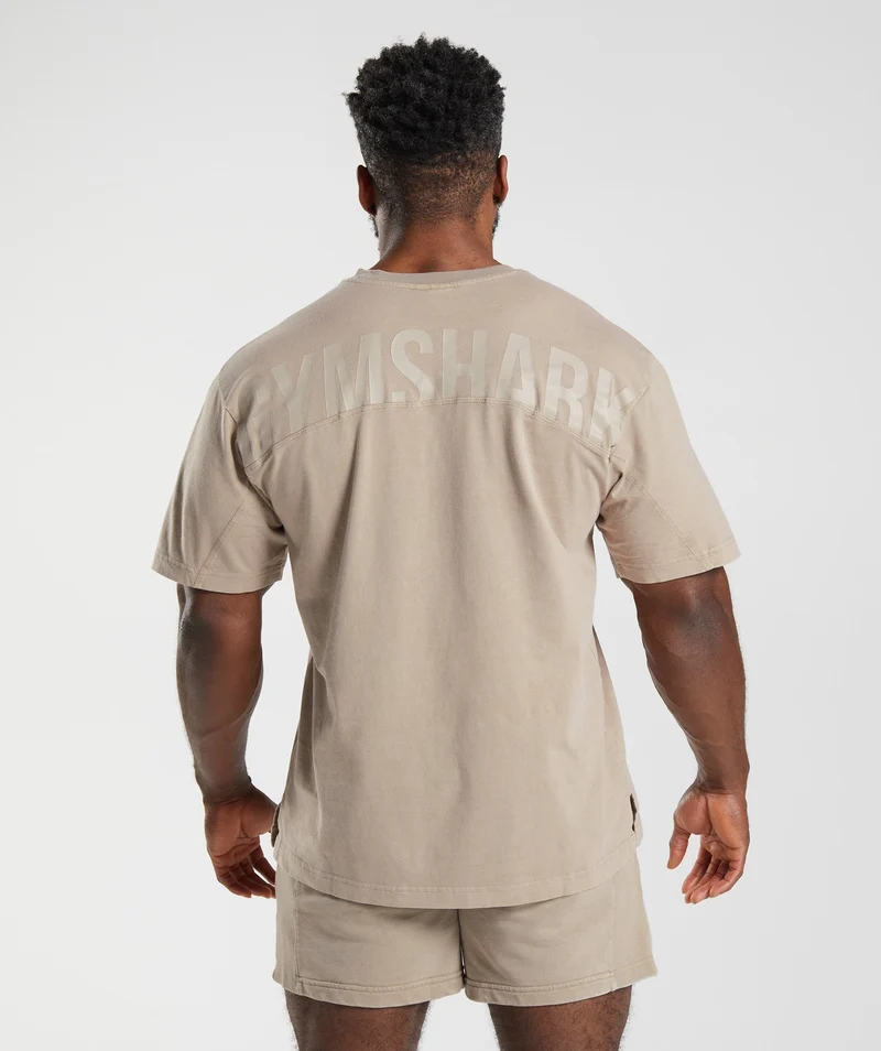 Gymshark Power Washed T-Shirt - Cement Brown