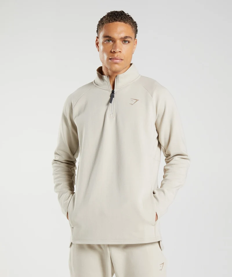 Gymshark Rest Day Knit 1/4 Zip - Pebble Grey
