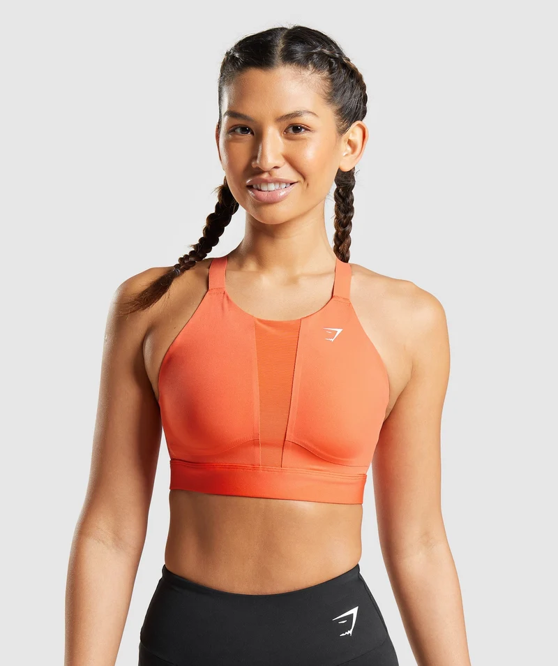 Gymshark Mesh Neckline 2.0 Sports Bra - Papaya Orange