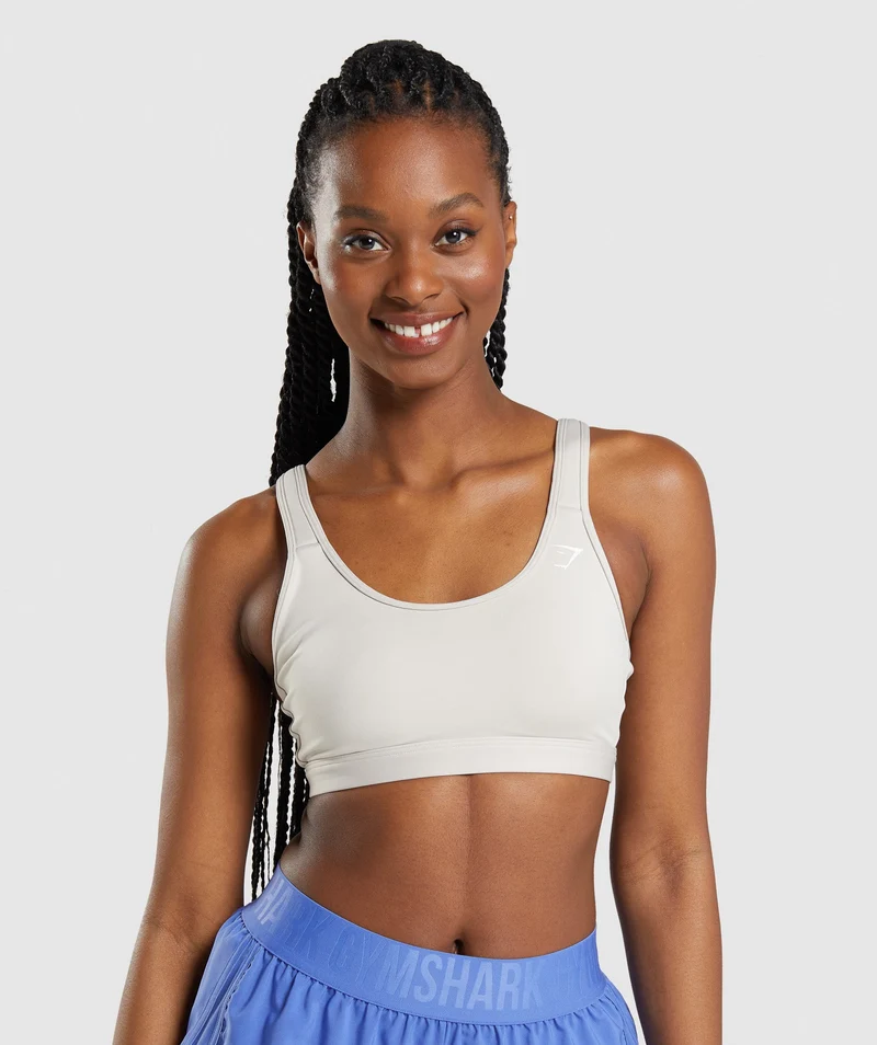 Gymshark Scoop Neck Sports Bra - Pebble Grey