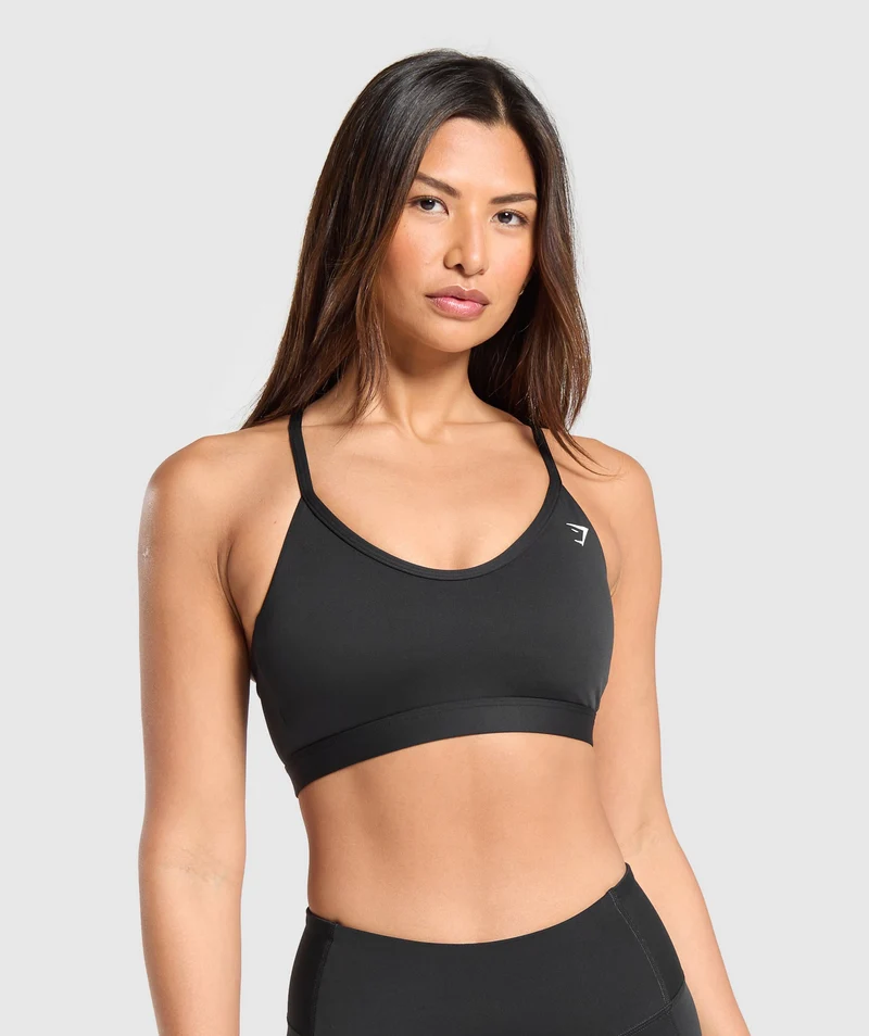 Gymshark V NECK SPORTS BRA - Black