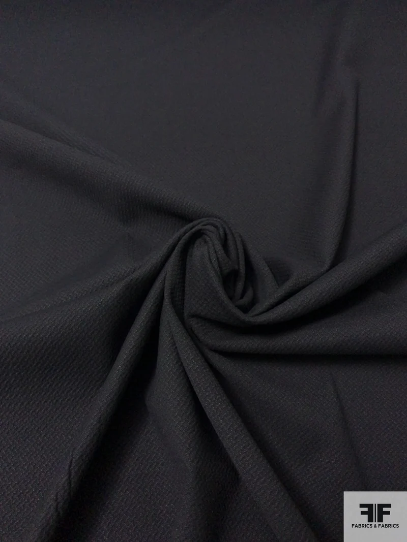 Italian Solid Stretch Novel Cotton Pique - Black