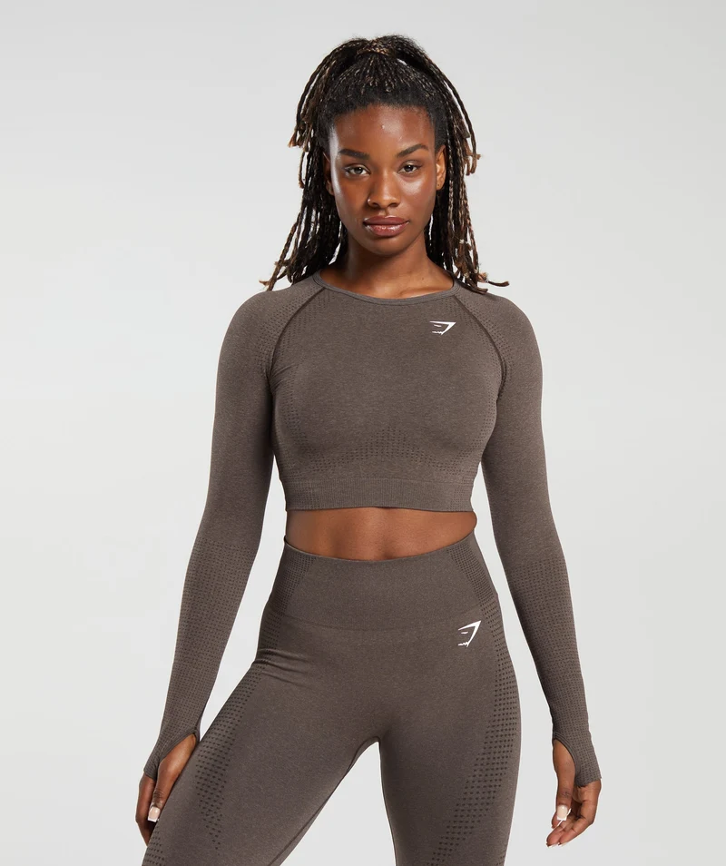 Gymshark Vital Crop Top - Penny Brown Marl