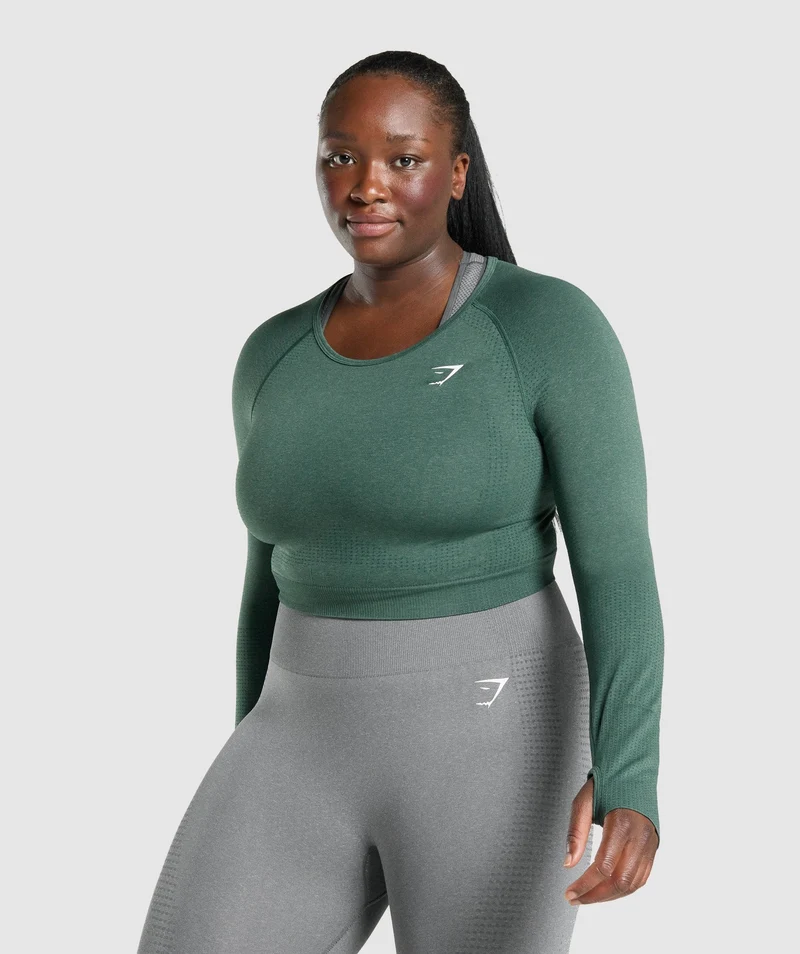 Gymshark Vital Crop Top - Obsidian Green Marl