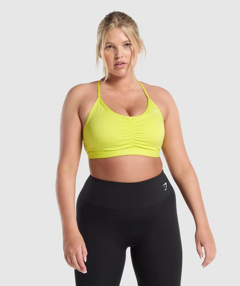 Gymshark Ruched Sports Bra - Glitch Yellow