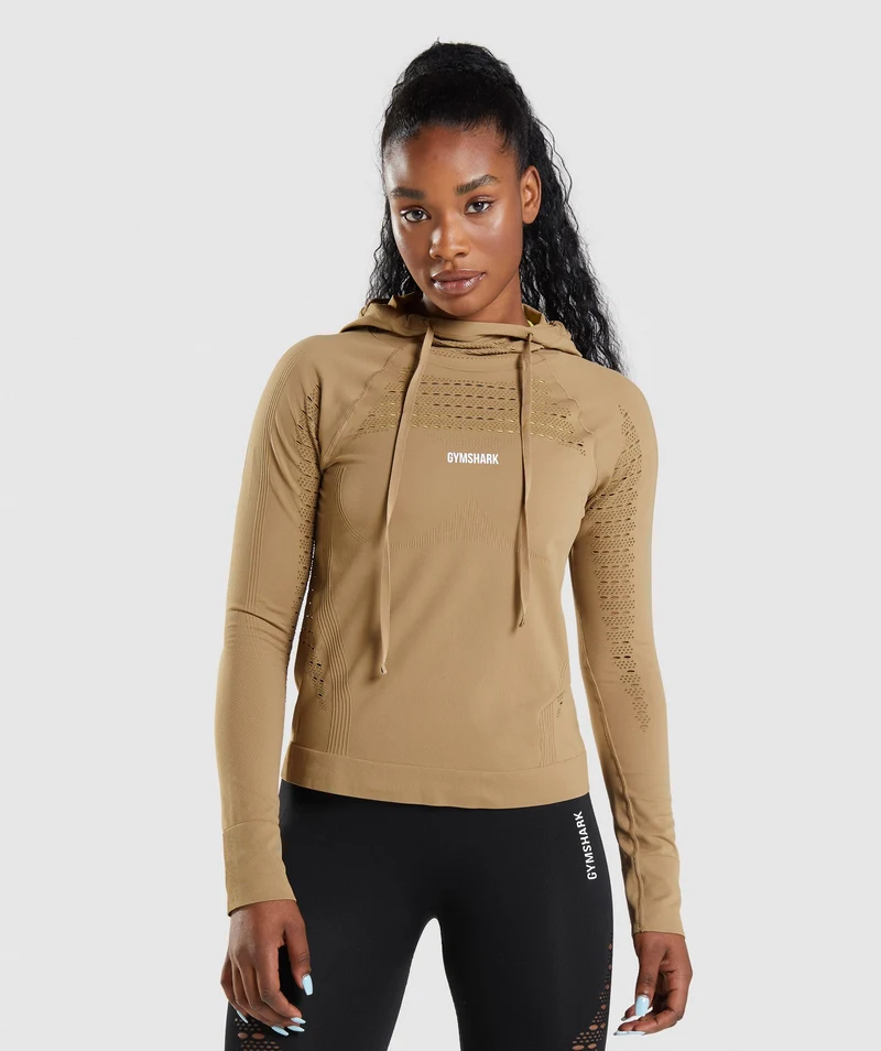 Gymshark Energy Seamless Hoodie - Biscotti Brown