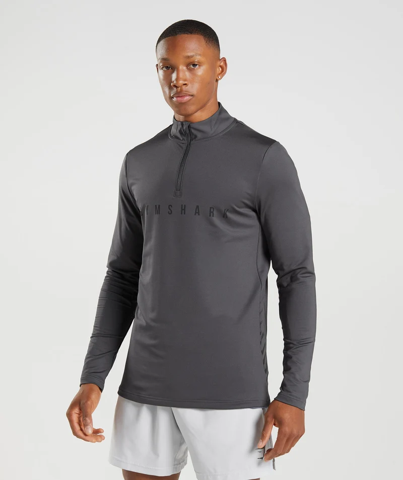 Gymshark Sport Stripe 1/4 Zip - Onyx Grey