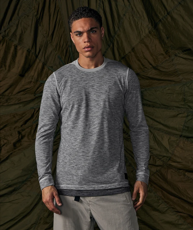Gymshark Retake Long Sleeve T-Shirt - Light Grey/Graphite Grey Marl