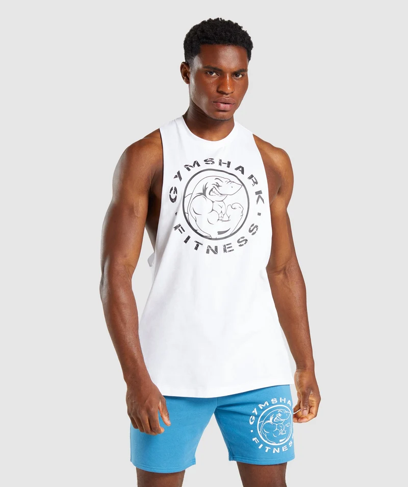 Gymshark Legacy Drop Arm Tank - White
