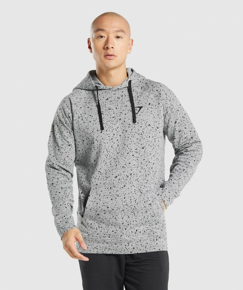 Gymshark Micro Print Hoodie - Light Grey Print