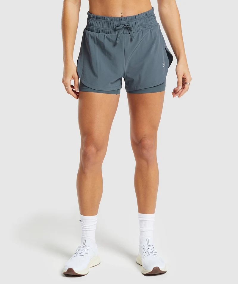 Gymshark Running 2 In 1 Shorts - Titanium Blue