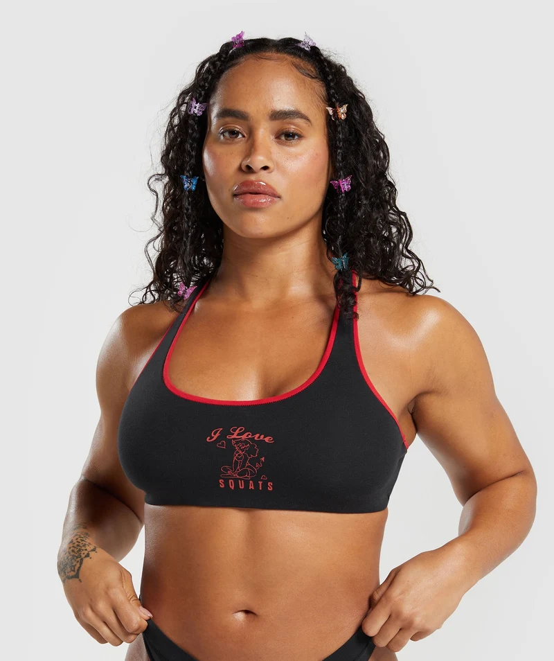 Gymshark Cotton Graphic Bralette - Black
