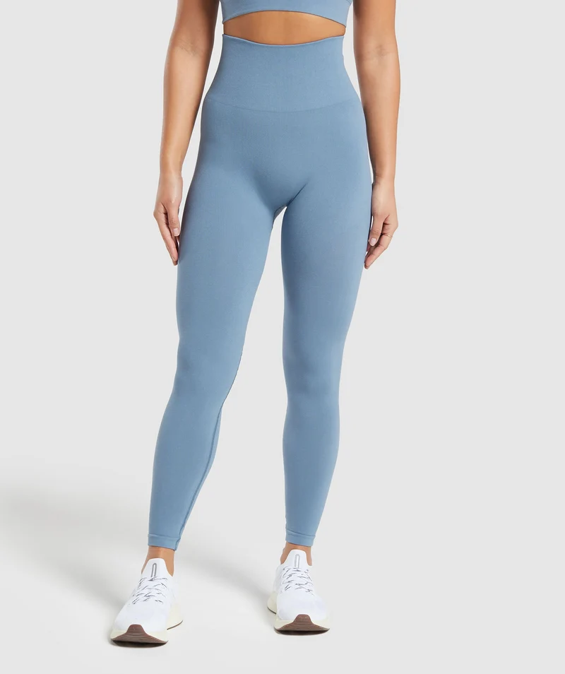 Gymshark Cotton Seamless Leggings - Faded Blue