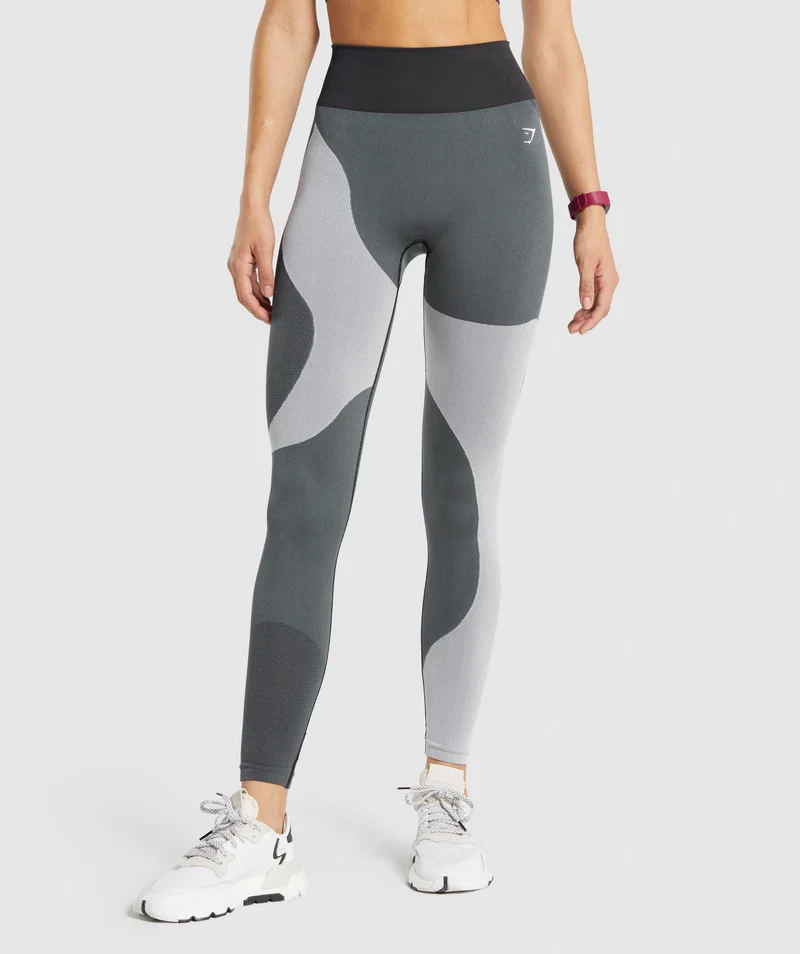Gymshark WTFlex Seamless High Waisted Leggings - Wavy | Charcoal