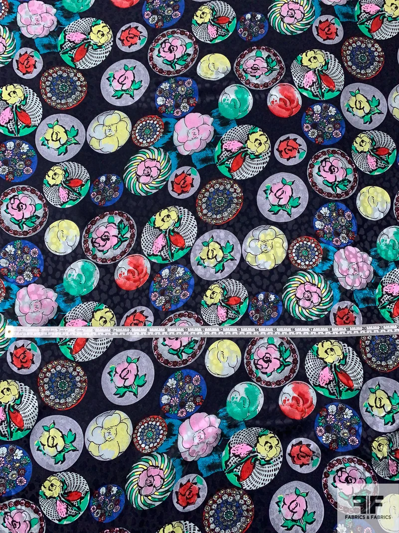 Artsy Circle Decorated Printed Silk Jacquard - Multicolor