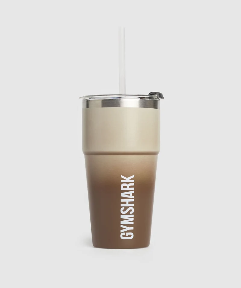 Gymshark Insulated Straw Cup - Washed Stone Brown/Soul Brown