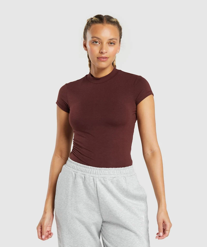 Gymshark Jersey Body Fit T-Shirt - Rich Maroon