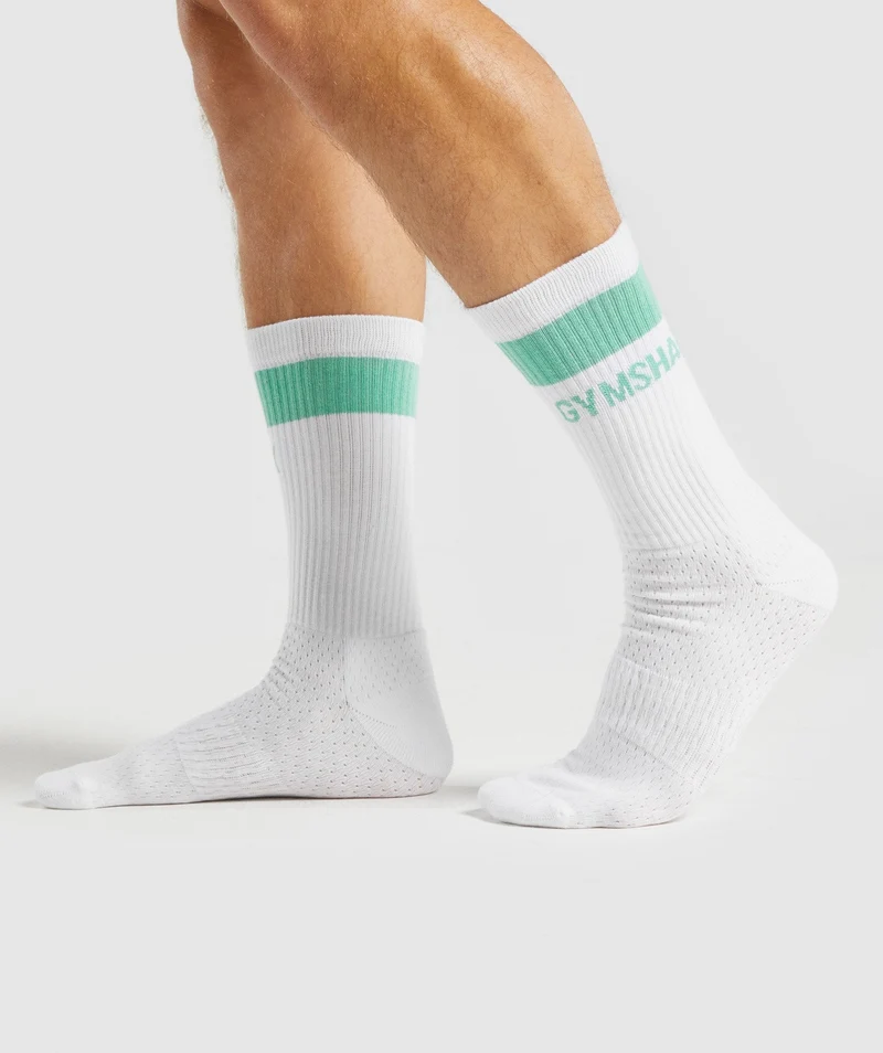 Gymshark Premium Logo Crew Socks - White