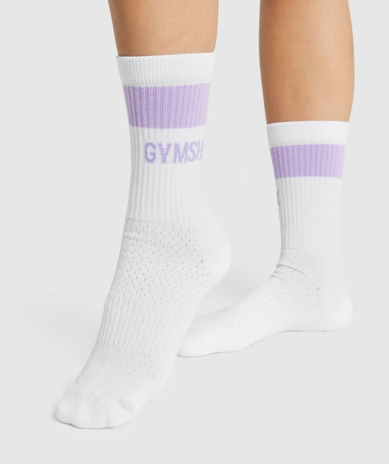 Gymshark Premium Logo Crew Socks - White