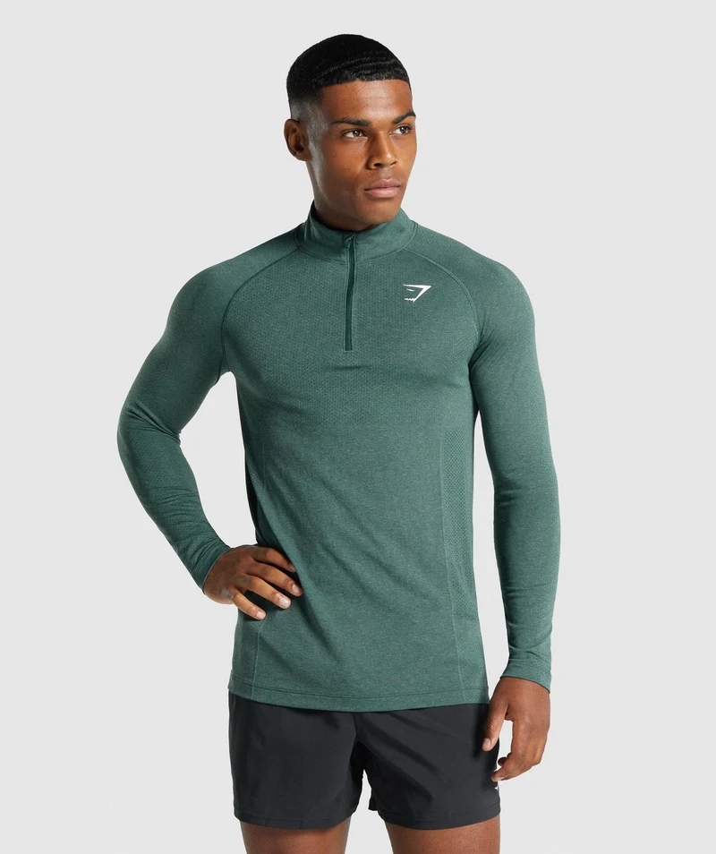 Gymshark Vital 1/4 Zip - Obsidian Green Marl