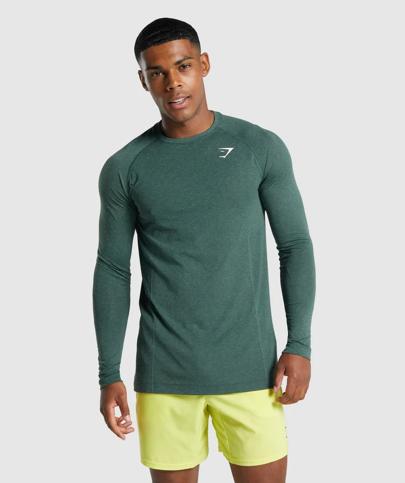 Gymshark Vital Long Sleeve T-Shirt - Obsidian Green Marl