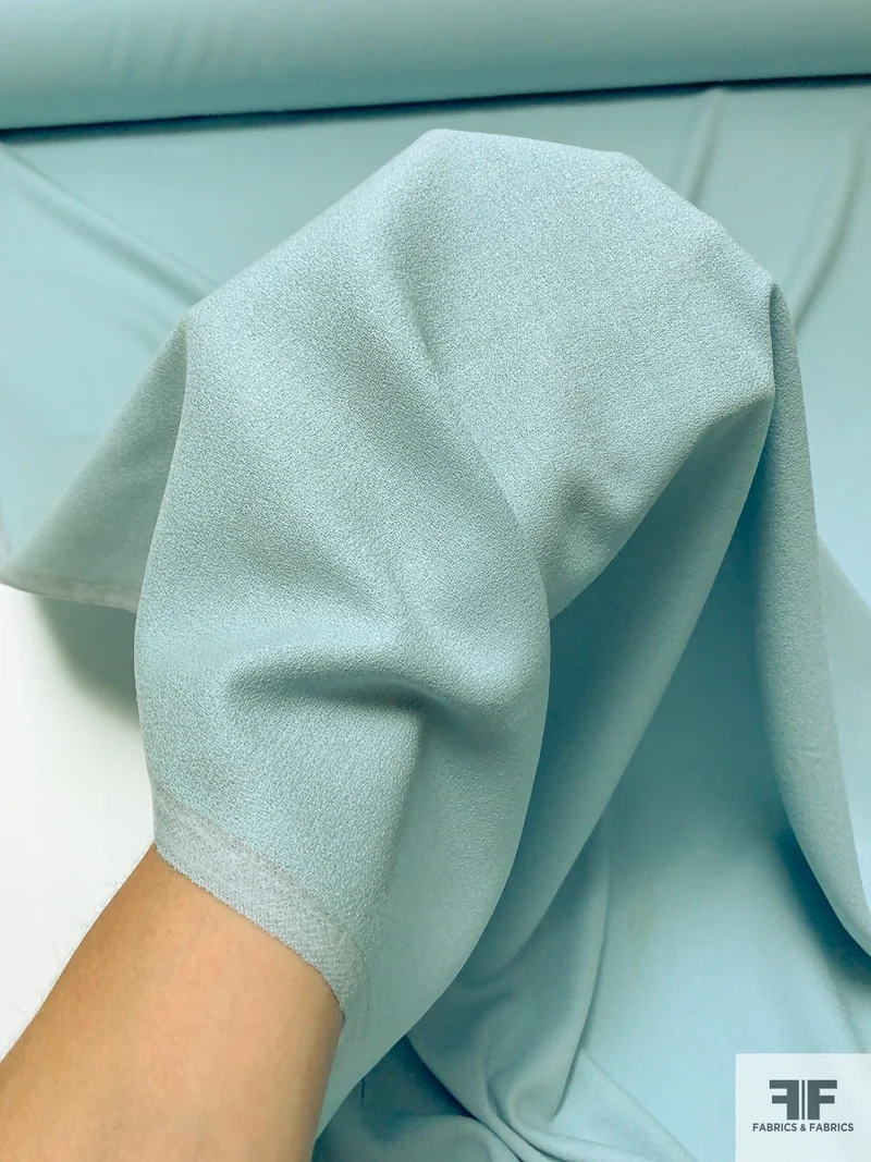Solid Wool Crepe - Dusty Aqua
