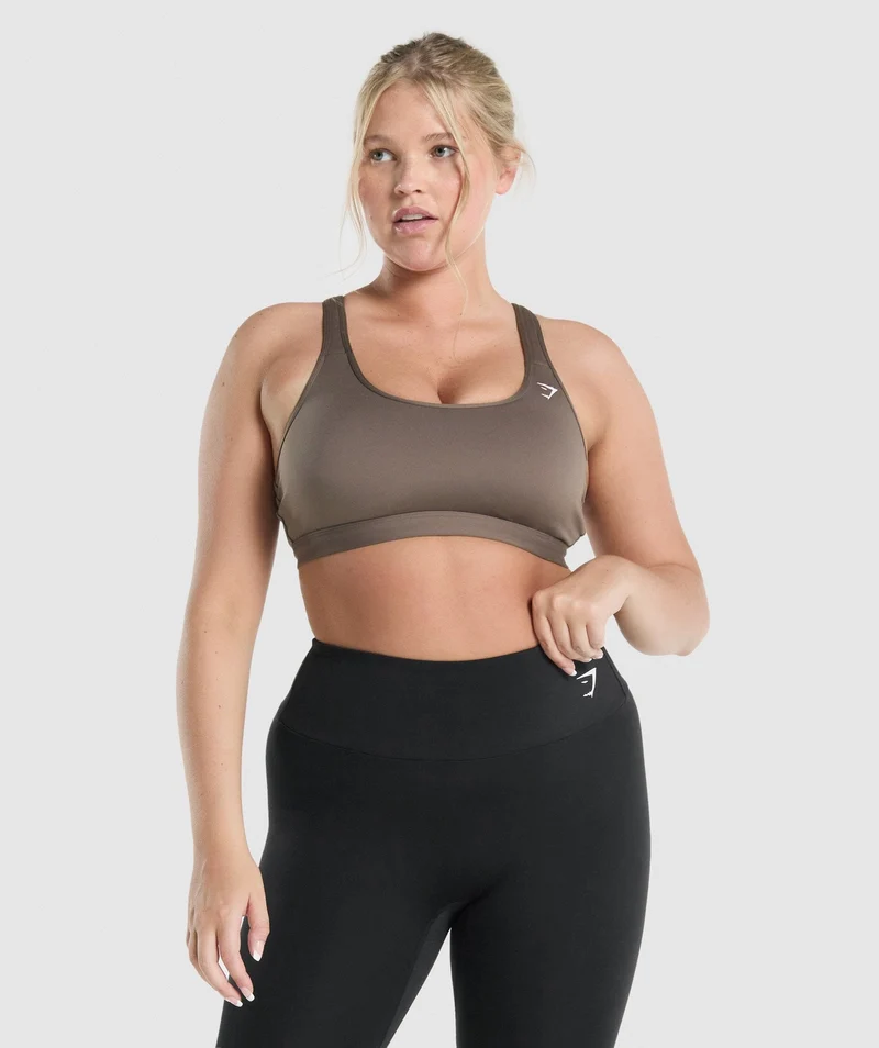 Gymshark Scoop Neck Sports Bra - Brown