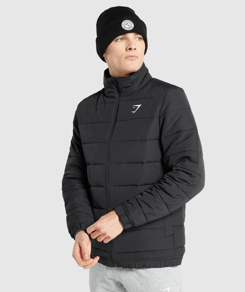 Gymshark Crest Puffer Jacket - Black