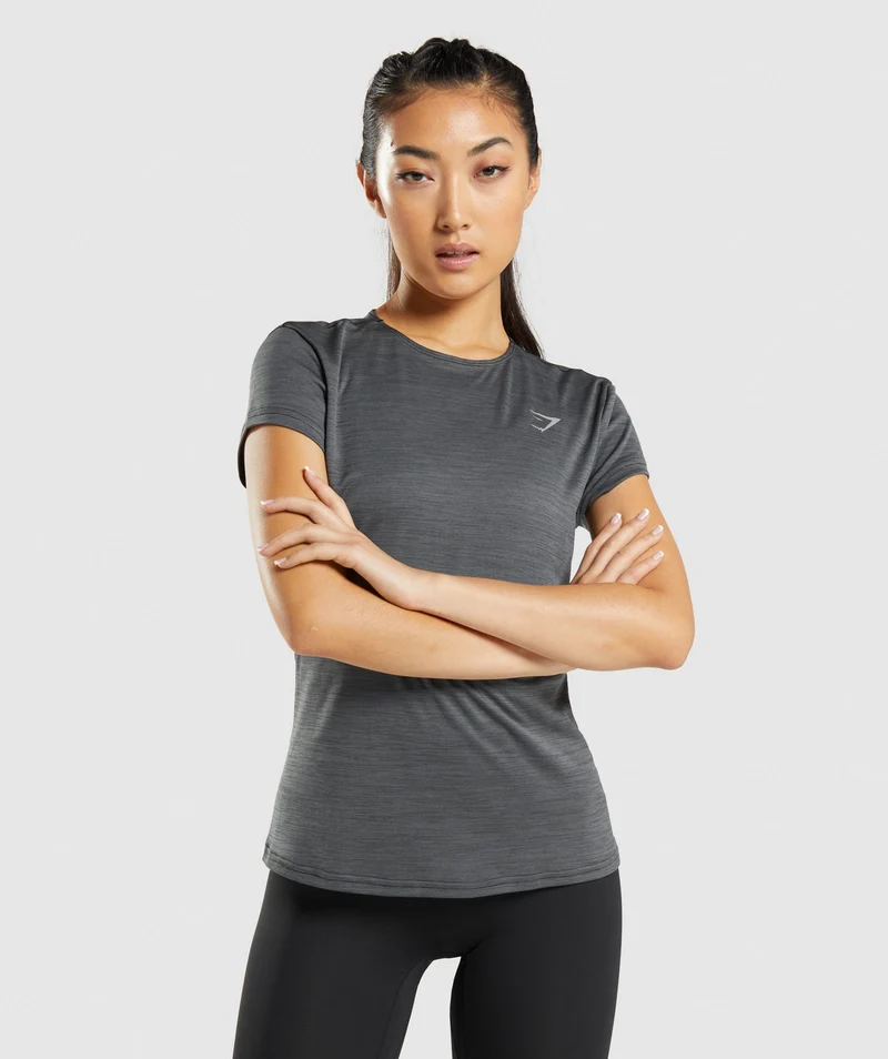 Gymshark Speed T-Shirt - Black/Charcoal Marl