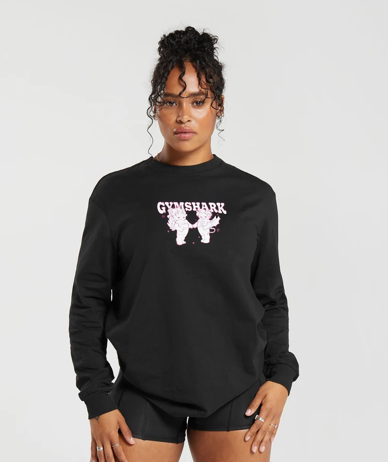 Gymshark Cherub Graphic Long Sleeve Top - Black