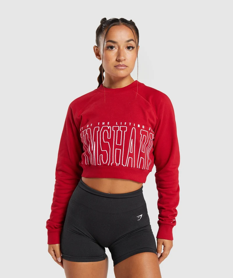 Gymshark Lifting Graphic Cropped Sweatshirt - Carmine Red