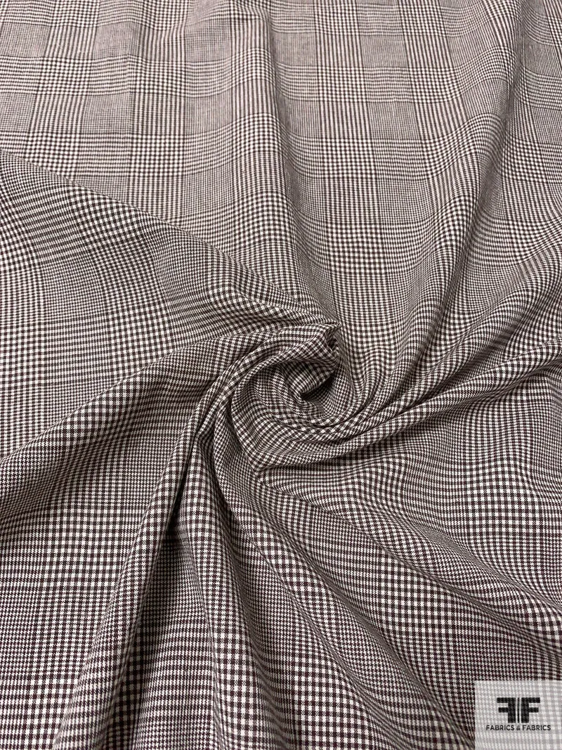 Yarn-Dyed Glen Plaid Cotton Shirting - Brown / Off-White