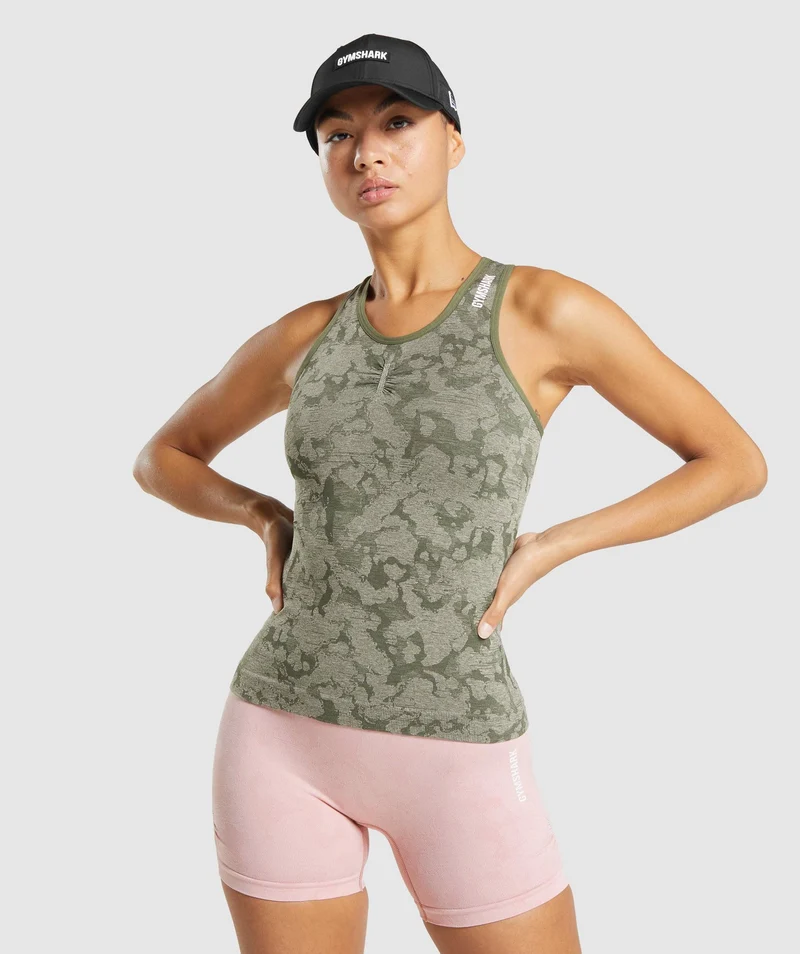 Gymshark Adapt Camo Seamless Tank - Green