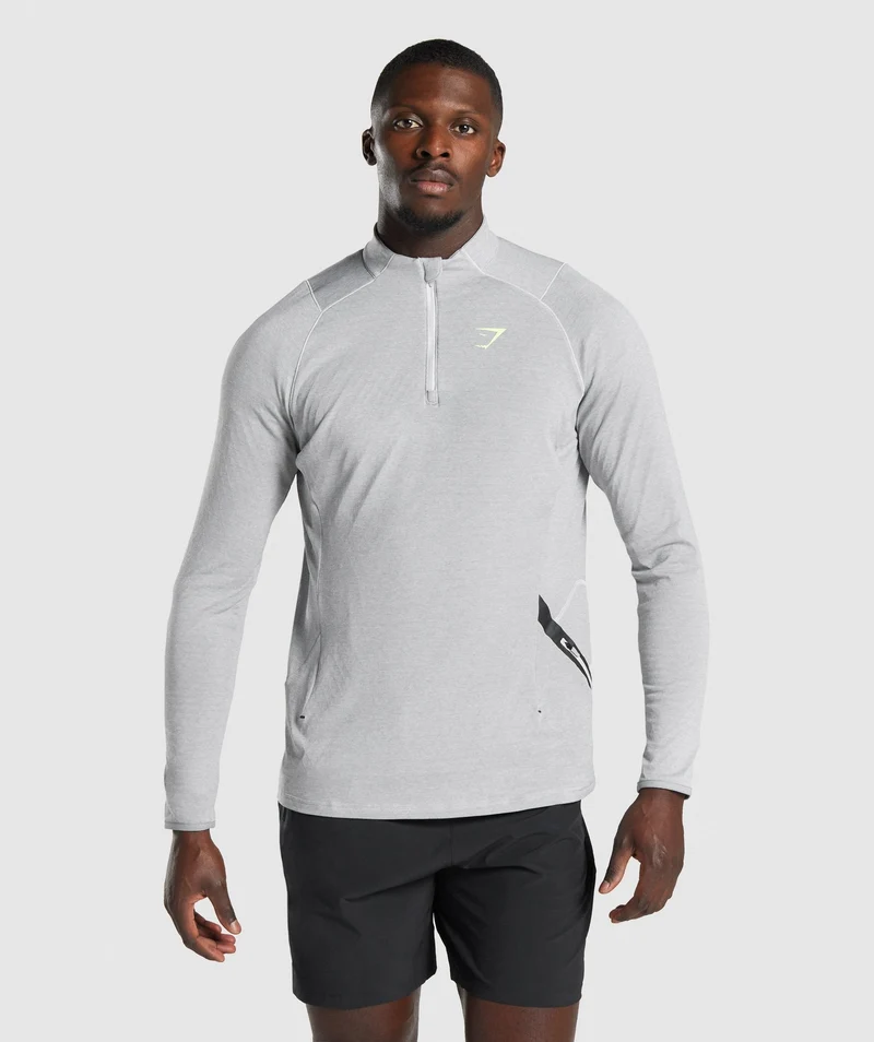Gymshark Apex 1/4 Zip Pullover - Light Grey