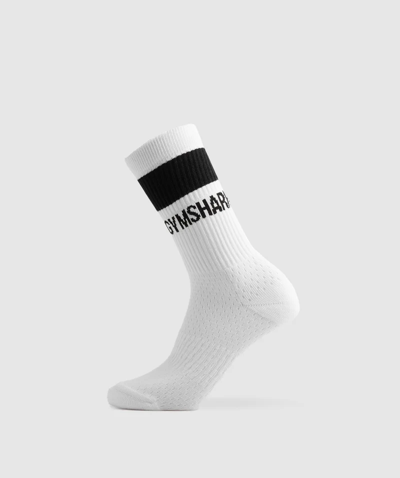 Gymshark Premium Logo Crew Socks - White